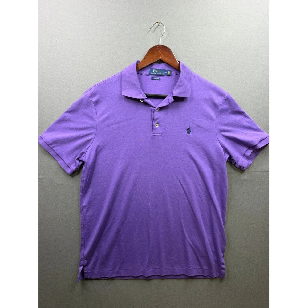Polo Ralph Lauren Polo Shirt Mens Purple Classic Fit Short Sleeve Size M